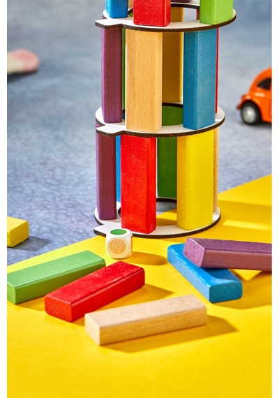 Renkli Tower Plus Jenga Büyük Boy Doğal Ahşap Denge Kule Oyunu Tower