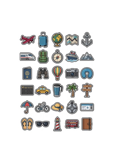 Seyahat Dünya Vintage Sticker Seti 150 Adet - 5'li Mega Paket No09 - Laptop Defter Ajanda Çok Renkli