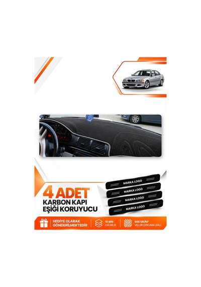 Bmw E46 1997-2006 Uyumlu Ön Göğüs Torpido Koruma Kılıfı Halısı Koruyucu Panel - Siyah Gri