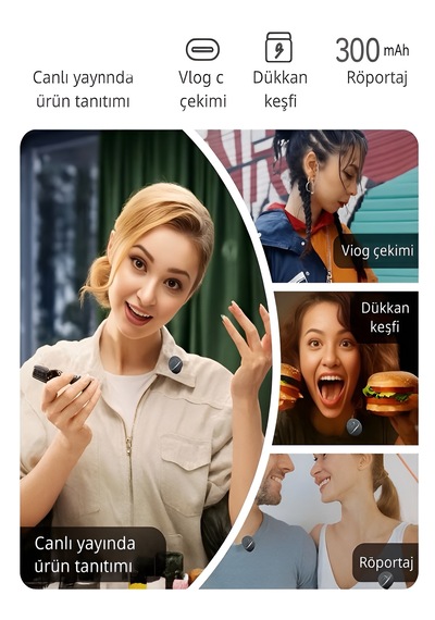 Type-c Girişli 300mah Dijital Ekranlı 2.4g Kablosuz Çift Yaka Mikrofonu Pro++