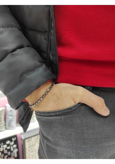 Oriental Kuyumculuk Jewellery Siyah Hematit Doğal Taşlı Ayarlamalı Bileklik Siyah