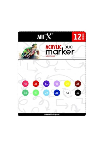 Art-x Akrilik Marker Çift Taraflı Profesyonel Kalem Seti 12 Li 8682374180575