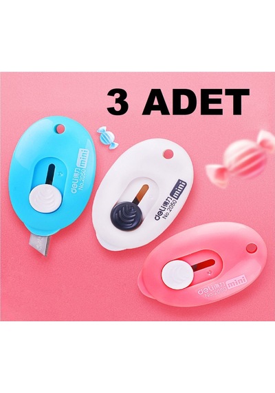 3 Adet Çok Amaçlı Çelik Bıçaklı Mini Tekli Falçata Maket Bıçağı