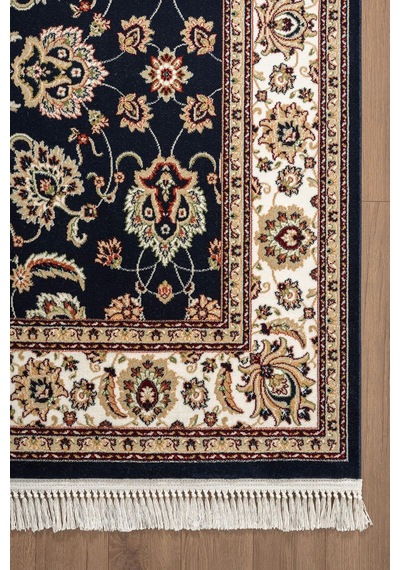 Cotto Home Fesane Fn002m Lacivert Pamuk Taban Etnik Çerçeve Desenli Oturma Odası Halısı