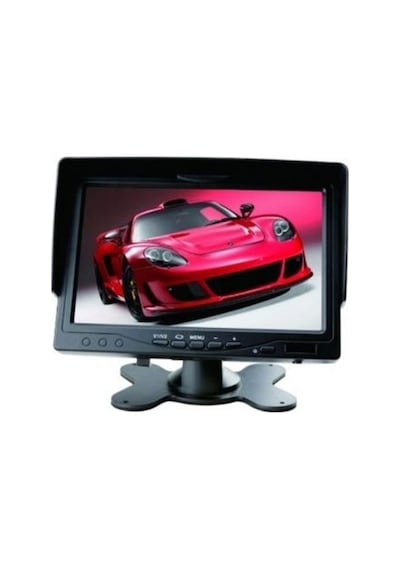 7" İnç Ayaklı Araç İçi Ön Kamera Ve Okul Taşıtı Monitörü Hd Led Panel Çift Kamera Girişli Vga Ses Girişli 12v-24v