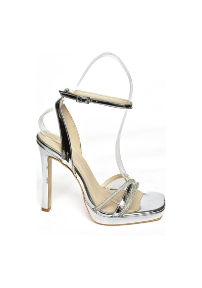 Fox Shoes S569612534 Gümüş Ayna Yüksek Topuklu Kadın Ayakkabı Gümüş