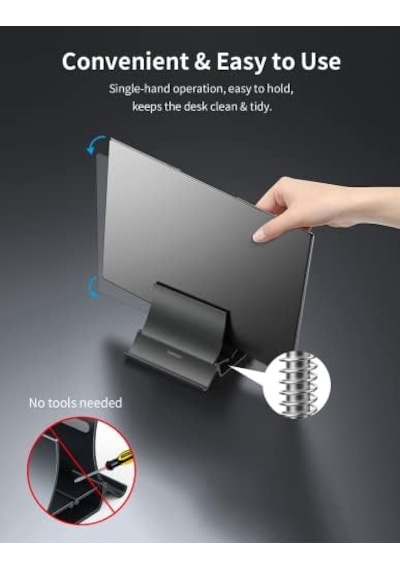 Momax Dikey Dizüstü Bilgisayar Standı Tutucu, Arch Gravity Otomatik Kilitleme Tutucu Depolama Yuvası, Masa Düzenleyici İçin Yer Tasarrufu, Tüm Macbook/ipad/dell/chromebook'a Uyar, Çift Dizüstü