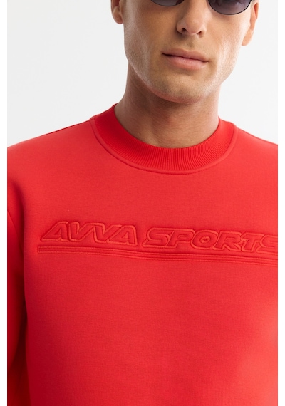 Avva Erkek Kırmızı Bisiklet Yaka 3 İplik Şardonlu Baskılı Regular Fit Sweatshirt A42y1306