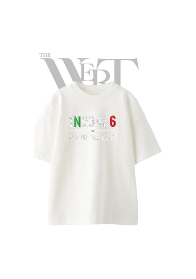 Thewert One Down Five Up Tasarım Baskılı Ünisex Beyaz Oversize T-shirt