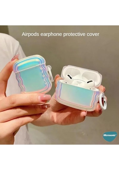 Airpods 3. Nesil İçin Kılıf Zigzag Hologram Çok Renkli Airpods 3 İle Uyumlu Kılıf - Çok Renkli