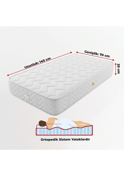 Ratemo Lüx Ortopedik Bebek Yatağı 70x140x20 CM Ekstra Kalın 20 CM Konfor Pedli 70 x 140 CM