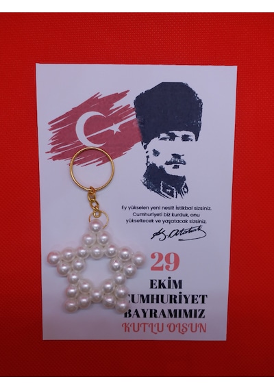 Sevimli Tasarımlar Yıldız Anahtarlık-29 Ekim Temalı