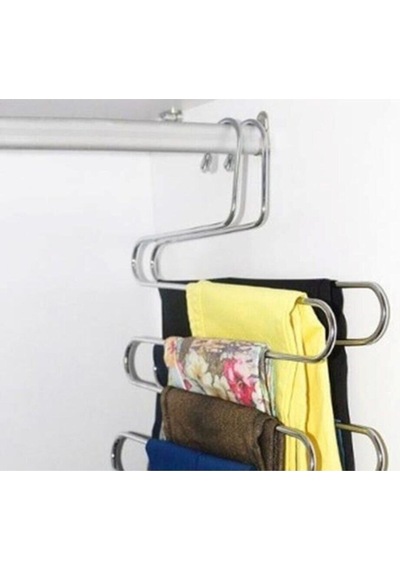 Metal Pantolon Pijama Askısı 5 Katlı Dolap Içi Düzenleyici Askı Metal Gri Diğer
