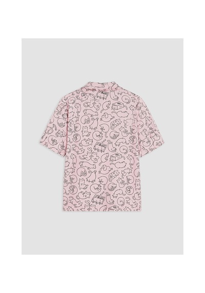 Lcw Dream Pembe Kedi Desenli Kadın Pijama Takım