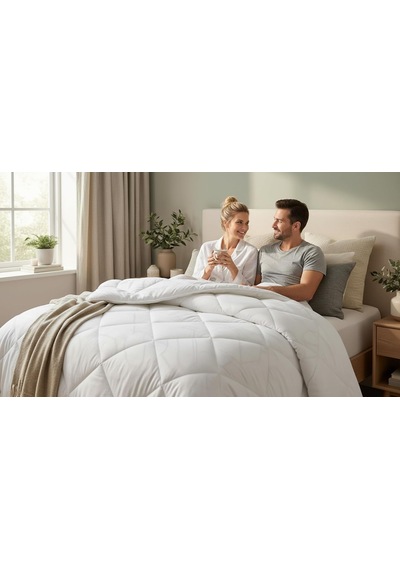 Çift Kişilik Mikrofiber Yorgan Ekstra Yumuşak Boncuk Elyaf 195x215 - Çift Kişilik Ekstra Yumuşaklık Duruclass Home Beyaz