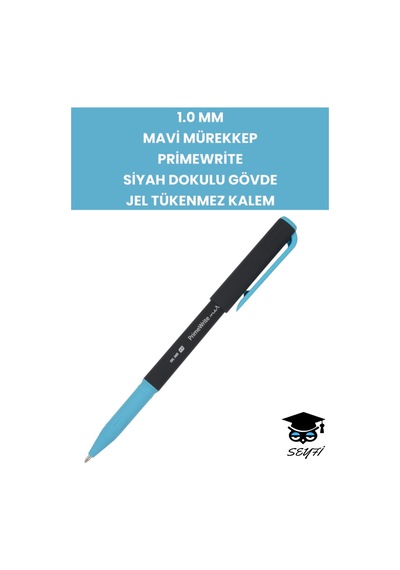 1.0 Mm Mavi Mürekkep Primewrite Siyah Dokulu Gövde Jel Tükenmez Kalem Çok Renkli
