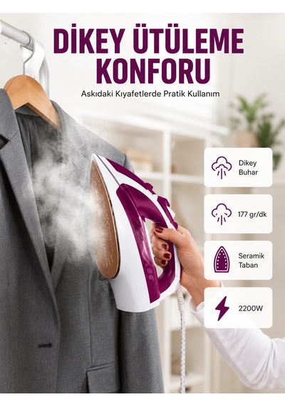 Modern Tasarım 2200w Dayanıklı Buharlı Seramik Kaplama Ütü Yeni Nesil