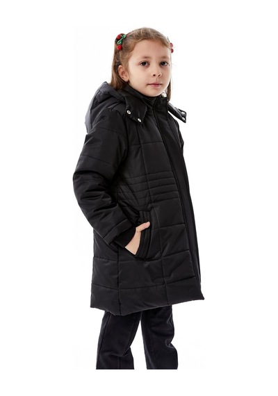 Benitto Kids Kız Çocuk Kapüşonlu Kışlık Şişme Mont 51355 Siyah