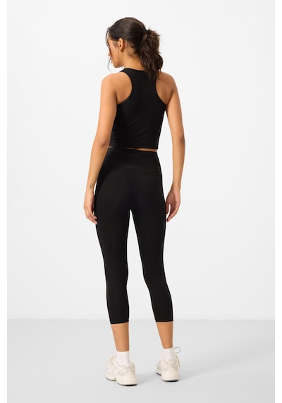 Tommylife Siyah Yüksek Bel Kapri-crop Atlet Slim Fit Kadın Tayt Takım - 95284 Tommylife Siyah Yüksek Bel Kapri-crop Atlet Slim Fit Kadın Tayt Takım - 95284