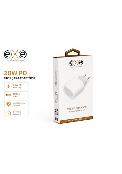 Exe 20w Pd Hızlı Şarj Adaptörü Usb-c Ev Tipi Şarj Aleti 0