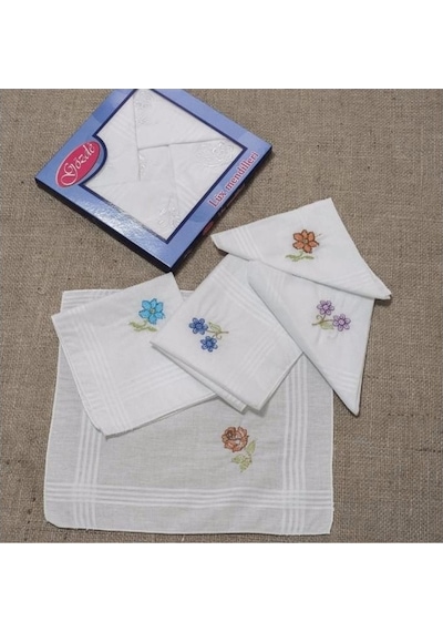 Gözde Işlemeli Bayan Mendili 12 Adet 28X28 Cm 100 Pamuk (453051892)
