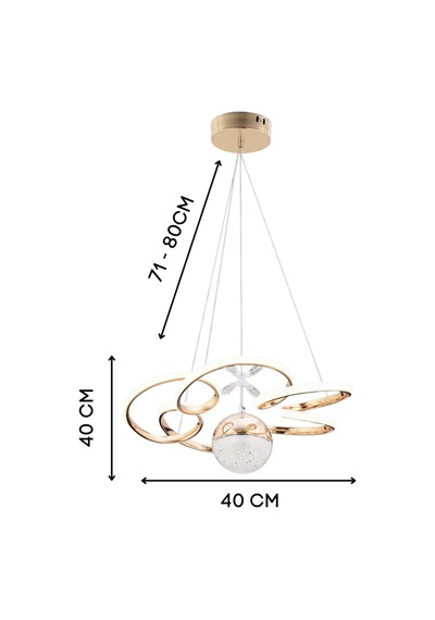 Zümra Modern Gold Ledli Avize Yatak Odası- Salon Sarı Gold