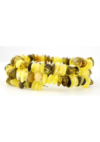 Kehribar Bileklik Amorf Tasarım Ambergold Blk23-127 Çok Renkli