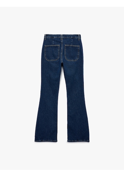 Koton Yüksek Bel Düğmeli Dar Kesim Cep Detaylı Pamuklu İspanyol Paça Jean Pantolon - Flare Jeans Koyu İndigo 6wal40163md Dark Indigo Koton Yüksek Bel Düğmeli Dar Kesim Cep Detaylı Pamuklu İspanyol Paça Jean Pantolon - Flare Jeans Koyu İndigo 6wal40163md Dark Indigo