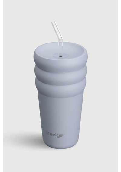 Stevig 3 Bubble Two-cap Straw Tumbler Çelik Termos 600 Ml Zen Blue St-246 Mavi