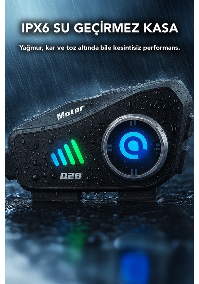 Q28 5.3 Bluetooth Kameralı Intercom - 1500 Mah Su Geçirmez Kask İçi Motosiklet Kulaklık