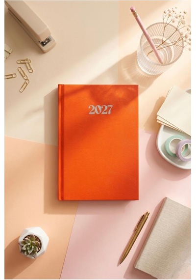 Lizy 2027 Günlük Planlayıcı Ajanda 17x24 Cm Ciltbezi Sert Kapak Turuncu