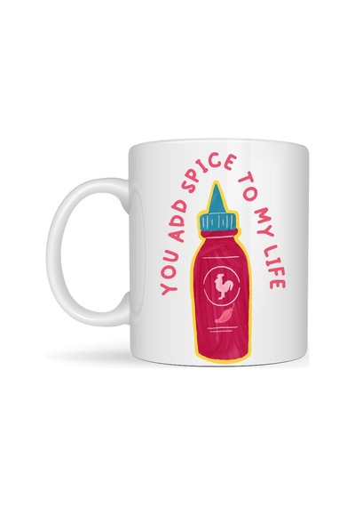 You Add Spice To My Life Yazılı Eğlenceli Porselen Kupa Model 16 - Sevgiliye Arkadaşa Özel  Fi