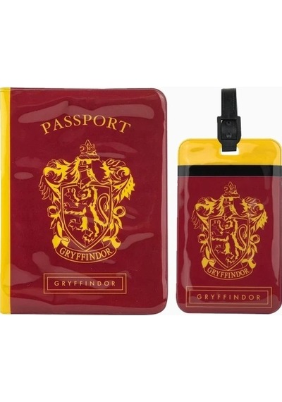 Cinereplicas Harry Potter Gryffindor Pasaport Kılıfı Ve Valiz Etiketi Seti Kartlık Cüzdan Kırmızı