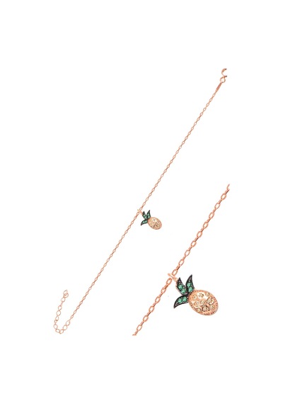 Gümüş Rose Zirkon Taşlı Ananas Bileklik
