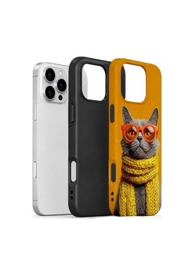 Velvoria Valestra Sari Atkılı Kedi Apple Apple iPhone Uyumlu 16 Pro Max Darbe Korumalı Kılıf Valestra Select - Sari Atkılı Kedi