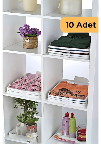 Beyaz T-shirt Düzenleyici 10'lu Set, Beyaz Tr Plastik Beyaz