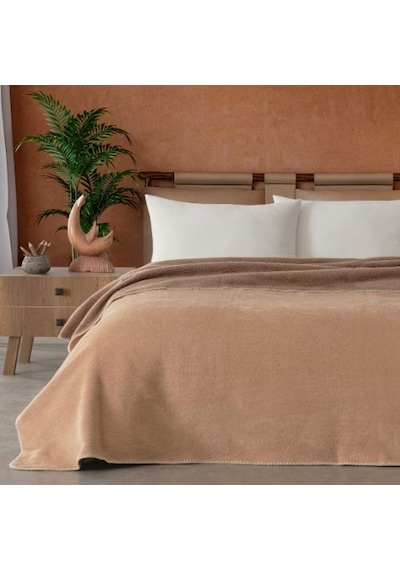 Vicuna Home Mila Pamuklu Çift Kişilik Battaniye Vizon Kahve - Bej