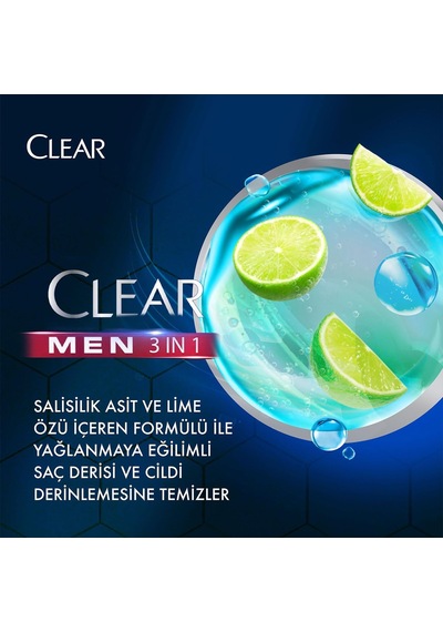 Men 3in1 Şampuan & Duş Jeli Yağlanma Karşıtı Lime Özü 350 Ml