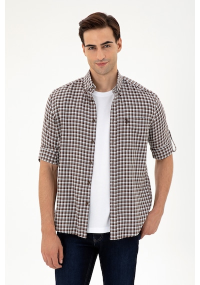 U.s. Polo Assn. Erkek Kahverengi Gömlek Desenli 50296628-vr029 Kahverengi
