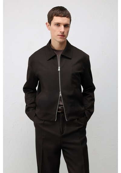 Antioch Relaxed Fit Fermuarlı Erkek Mont Kahverengi