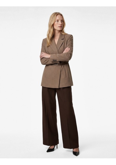 Koton Kruvaze Yaka Uzun Kollu Kemerli Blazer Ceket Vizon 6sak50099uw