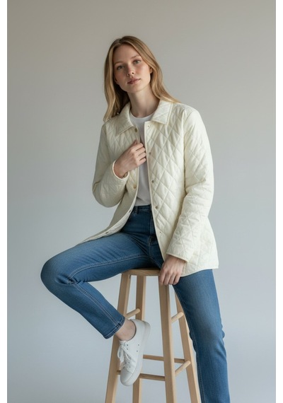 CottonCool Kadın Kapitone Mont Krem