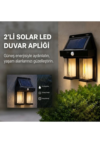 2& 39 Li Solar Güneş Enerjili Led Duvar Apliği, Hareket Sensörlü, Şarjlı, Kablosuz Dış Mekân Bahçe Ve Kapı L