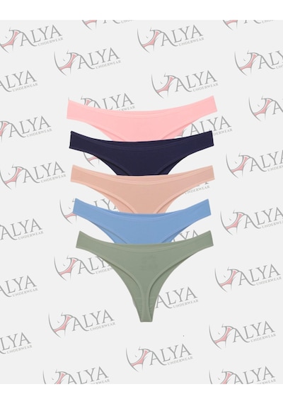 Alya Underwear Kadın Külot Pamuklu String - 5 Adet Siyah Tanga S, M, L, Xl P14