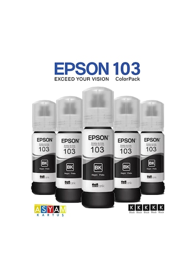 Epson 103 C13T00S14A L3266 Beşli Siyah Mürekkep Kartuş Seti