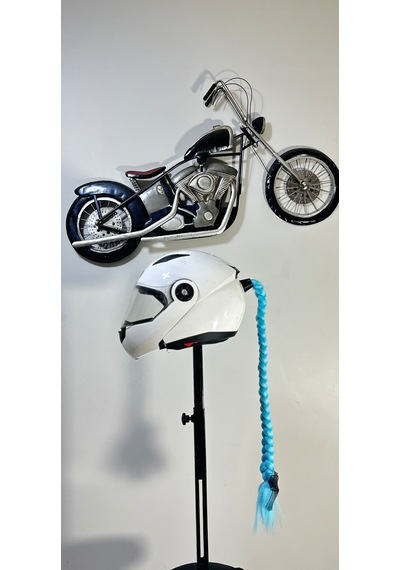 Motor & Motosiklet Mavi Örgü Saç Kask Dış Aksesuarı Diğer