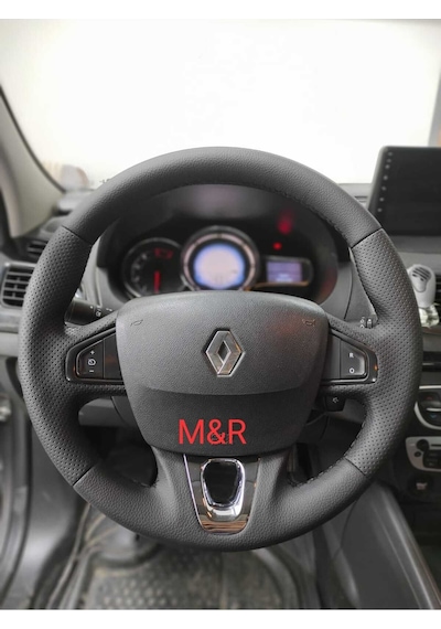 Megane 3 Fluence Deri Direksiyon Kaplama Siyah