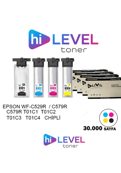 Hilevel Toner Ht-c5890/c5390-set, Epson C5890 30k 4 Renk Cmyk Ekstra Yüksek Kapasite Muadil Toner