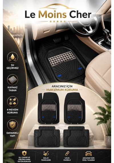 Fiat Punto Active Havuzlu Oto Paspası Kaymaz Taban Dayanıklı Venüs Karbon