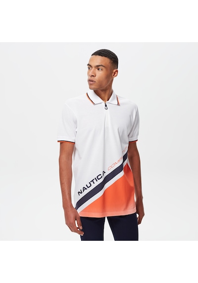 Nautica Erkek Beyaz Classic Fit Kısa Kollu Polo Renk Bloklu K35428t Beyaz